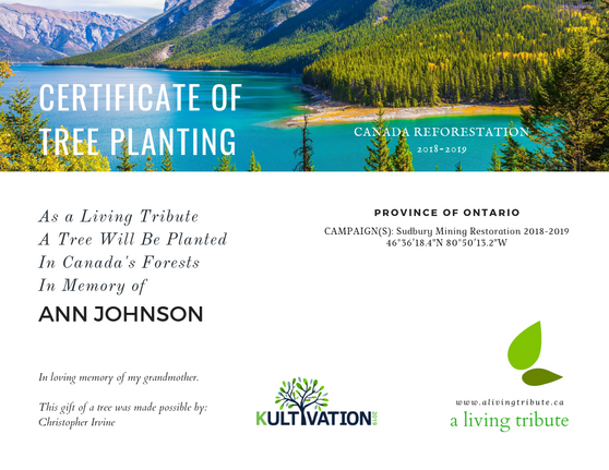 Plant a Tree in Canada E-Certificate
